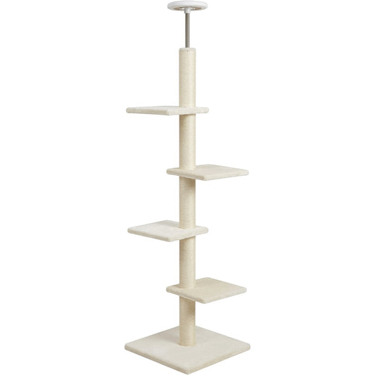 Mkvhg Adjustable Tension Cat Tower 94-102 in Cream - Product view