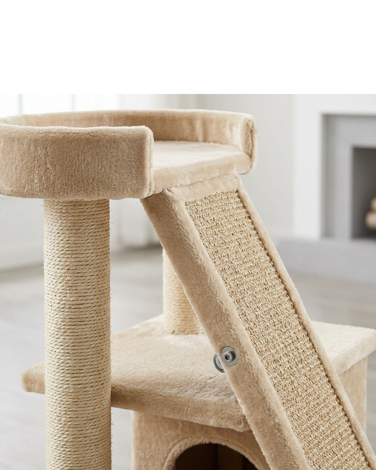 Mkvhg Compact Cat Tree Condo Ramp 35 in Beige - Detail view