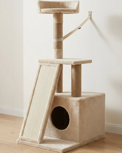 Mkvhg Compact Cat Tree Condo Ramp 35 in Beige - Lifestyle view