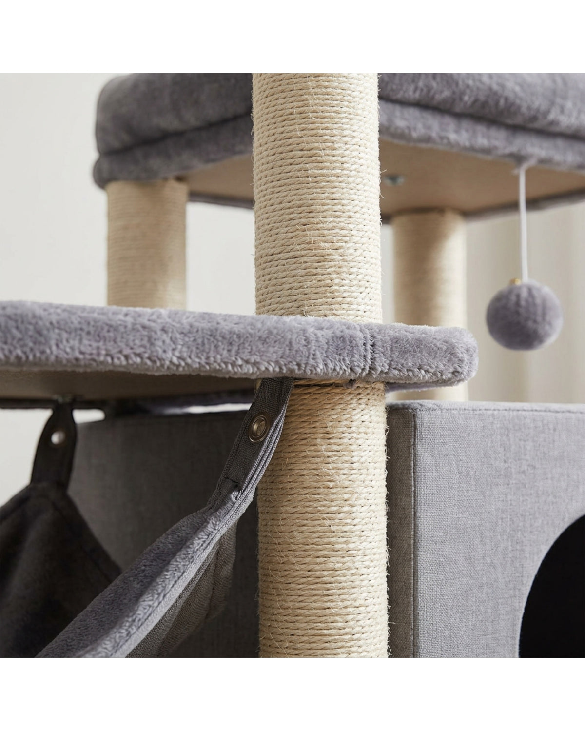 Mkvhg Multi-Level Cat Tower Hammock 58 in Charcoal - Detail view